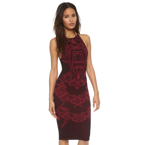 red and black bodycon dress